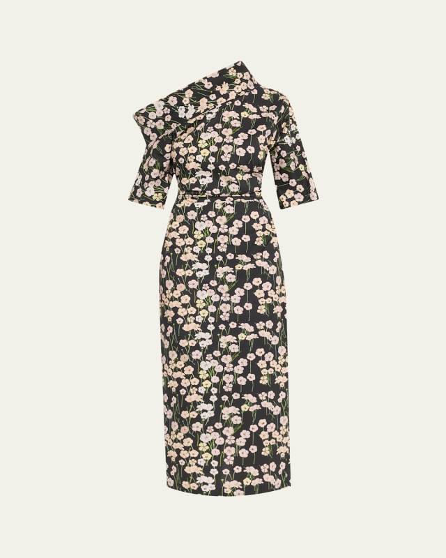 Bowie Printed Off-The-Shoulder Bow Dress